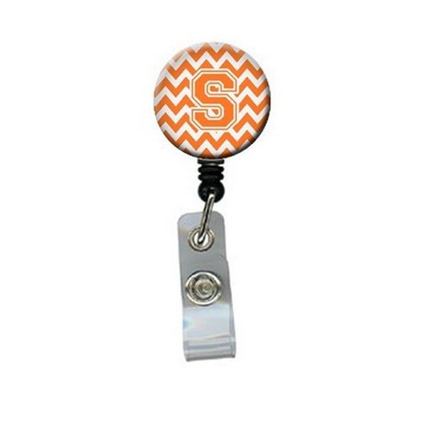 Carolines Treasures Letter S Chevron Orange and White Retractable Badge Reel CJ1046-SBR